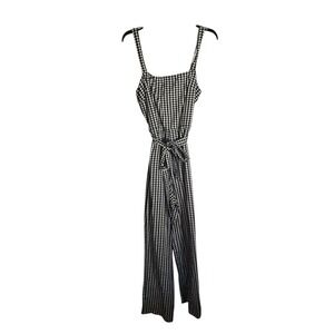 Francesca's Black White Gingham Wide Leg Jumpsuit NWT Size L